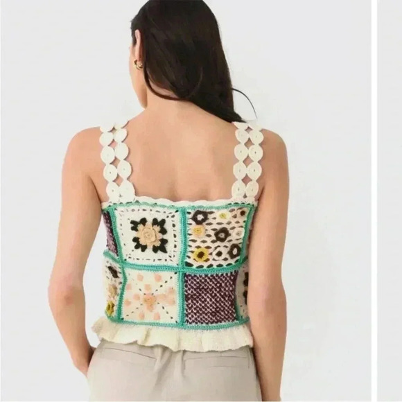 NWT Sea New York Granny Gracie Crochet Tank Top Ivory M - Picture 2 of 9